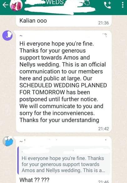 23-year-old lady calls off wedding fews hours to event