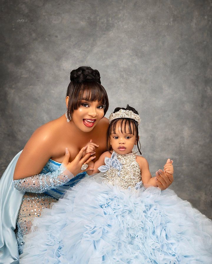 BBnaija Queen and her daughter on her first birthday 