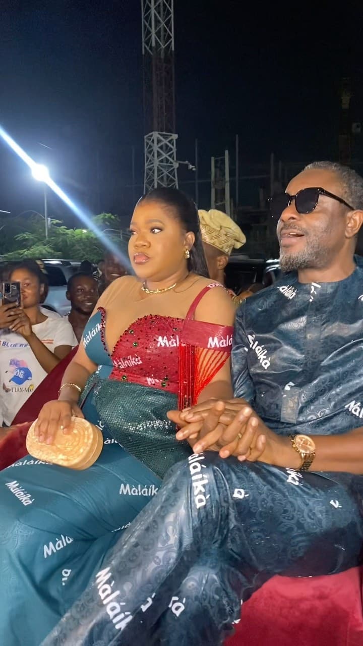Toyin Abraham stirs reactions as she rocks matching attire with Emeka Ike