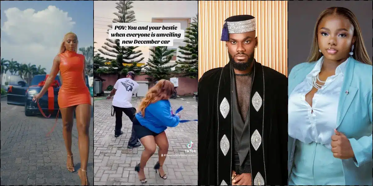 "Mercy Eke the trend setter" - Reactions as Prince, Dorathy recreate colleague's Range Rover unveiling