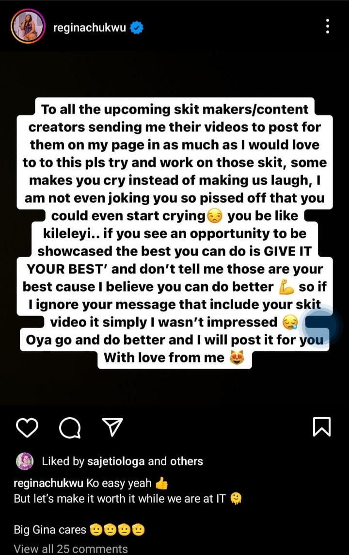 Regina Chukwu skit makers