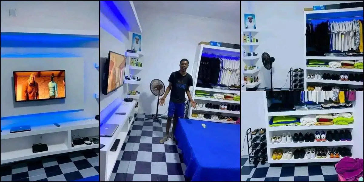 man one-room apartment furnished