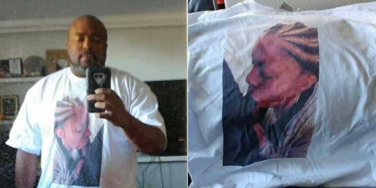 Man who caught wife cheating, prints pictures of her and lover on T-shirt