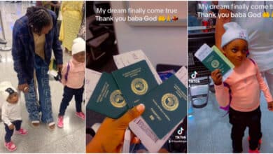 "Dream come true"- Lady over the moon as she finally secures 3 UK visas, relocates abroad with her family