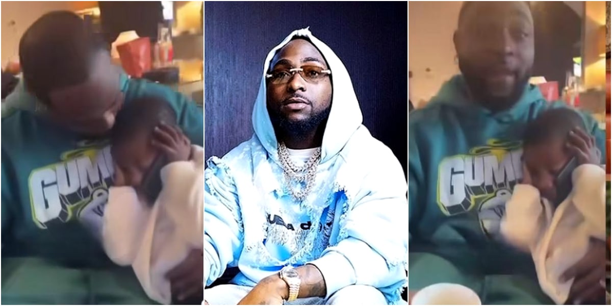 "Chioma na understanding wife" - Reactions as Davido spends time with London son, Dawson