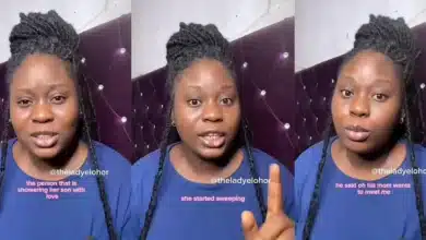 “Things women go through sha” — Netizens react as lady blocks her boyfriend and his mother who expected her to sweep their home