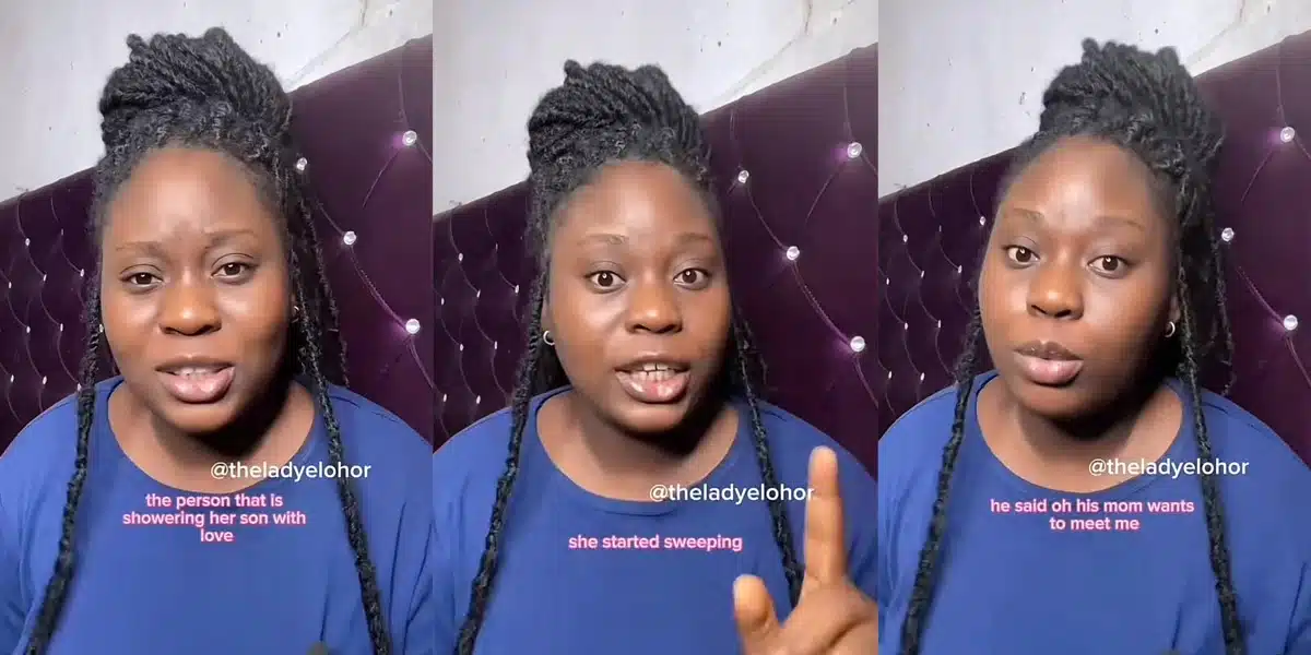 “Things women go through sha” — Netizens react as lady blocks her boyfriend and his mother who expected her to sweep their home