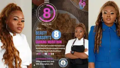 Canadian based Nigerian chef set to avenge Hilda as she attempts to break Guinness record for longest cooking time