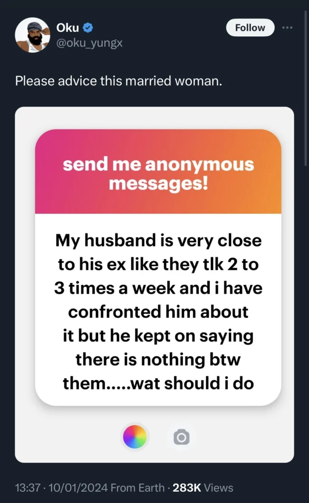 Married woman seeks advise as her husband remains in close relationship with his ex-girlfriend 