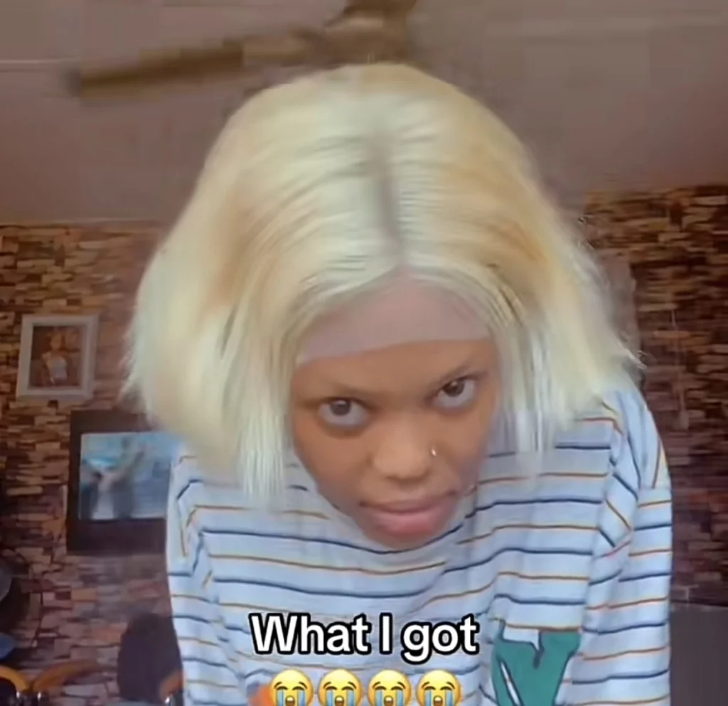 “Na crop hair” — Hilarious reactions as lady shows different wig she got from hair vendor