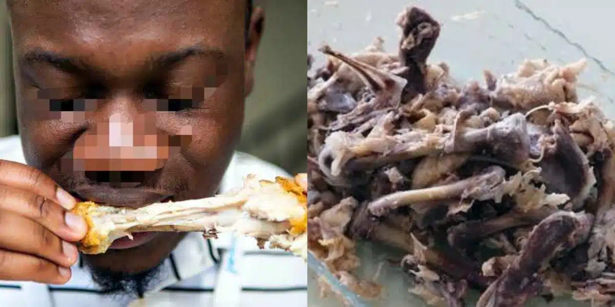 Nigerian man shares how he shocked his caucasian family friend by intensively chewing chicken bone