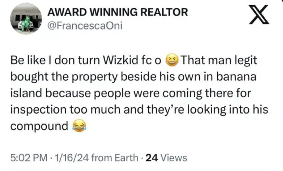 “This is what you call doings” — Reactions as Wizkid buys property next to his house due to constant inspections