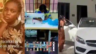 Young lady celebrates as she buys new building and Benz from her fashion design business