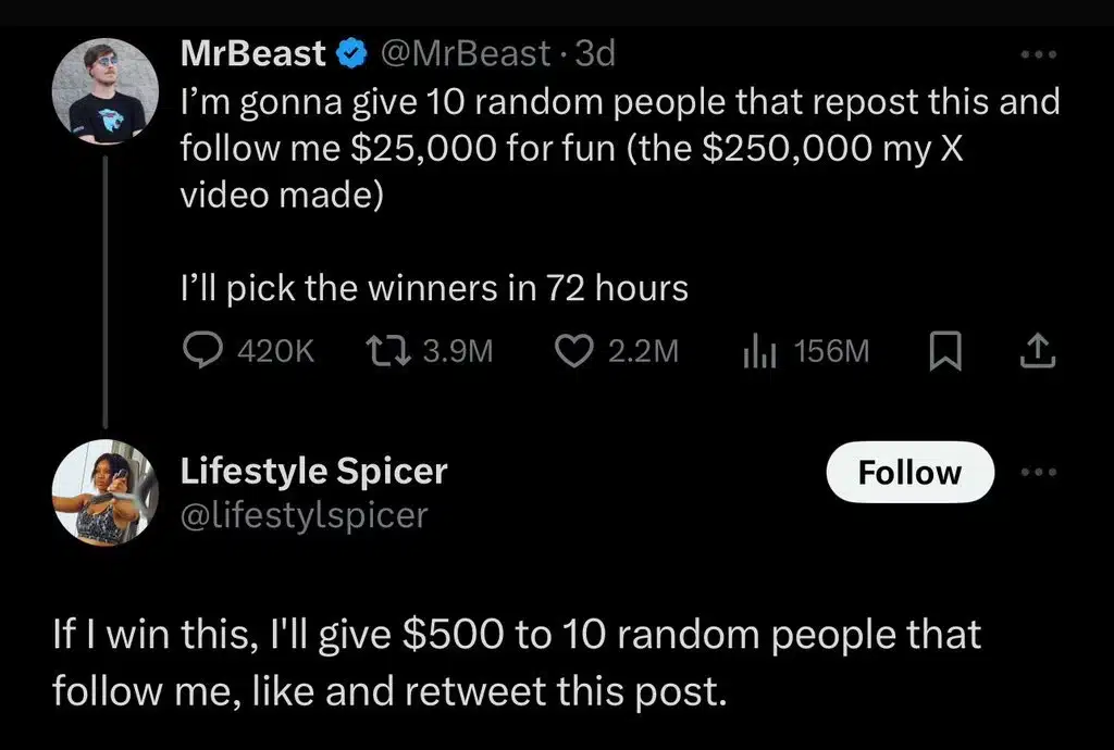 Many rejoice as Nigerian lady becomes the beneficiary of a whooping sum of 35 Million Naira from American philanthropist, Mr Beast.