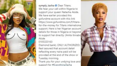 “The GoFundMe was created by my fans in my absence” — Tacha says as she claps back at trolls