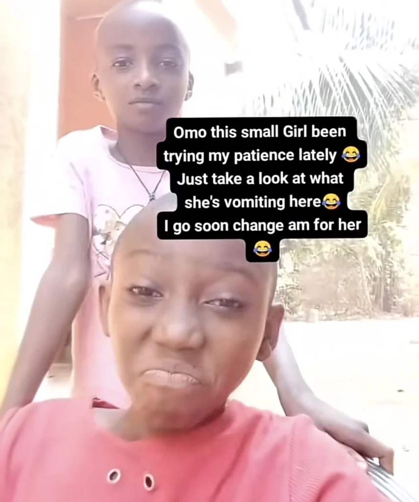 “Last born no dey rest for this world” — Lady shares funny video her younger sister made on her phone 