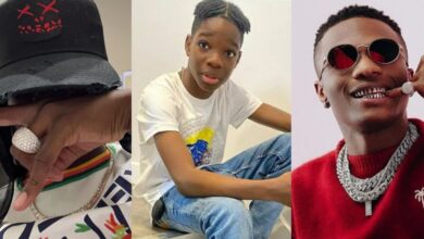 "Like father, like son" - Wizkid's first son, Boluwatife, breaks the internet as he stuns in expensive diamond ring, hand chain