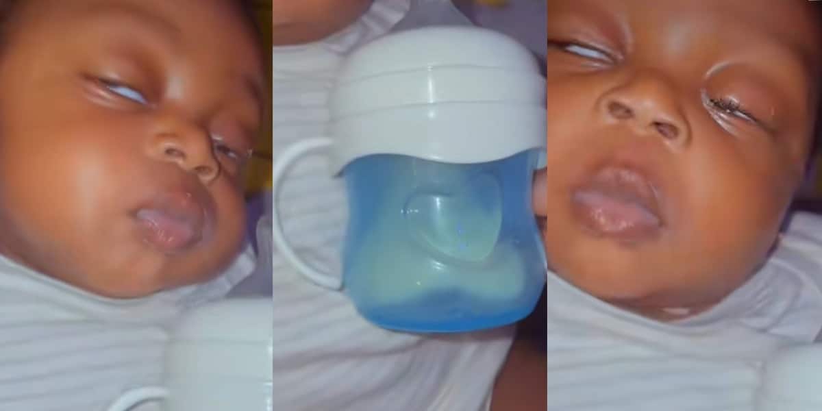 "Drink responsibly, you say no" - Beautiful baby breaks the internet with her expression after excessive milk intake