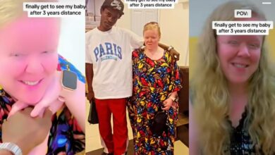 "Japa love + green card" - Nigerian man wows many, unites with Caucasian lover after 3 years of online romance