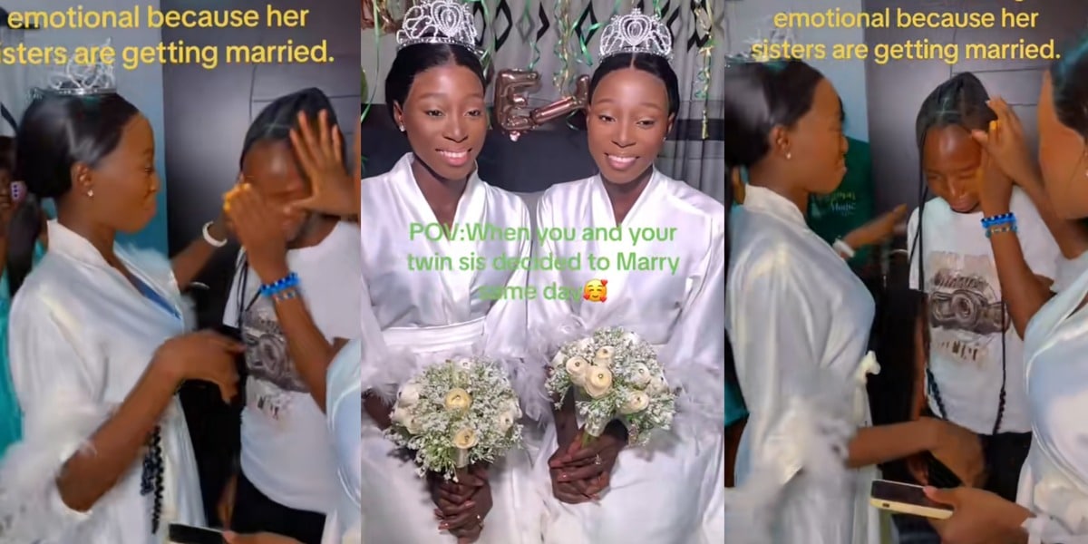 Heartwarming scene as last born breaks down at elder sisters' wedding