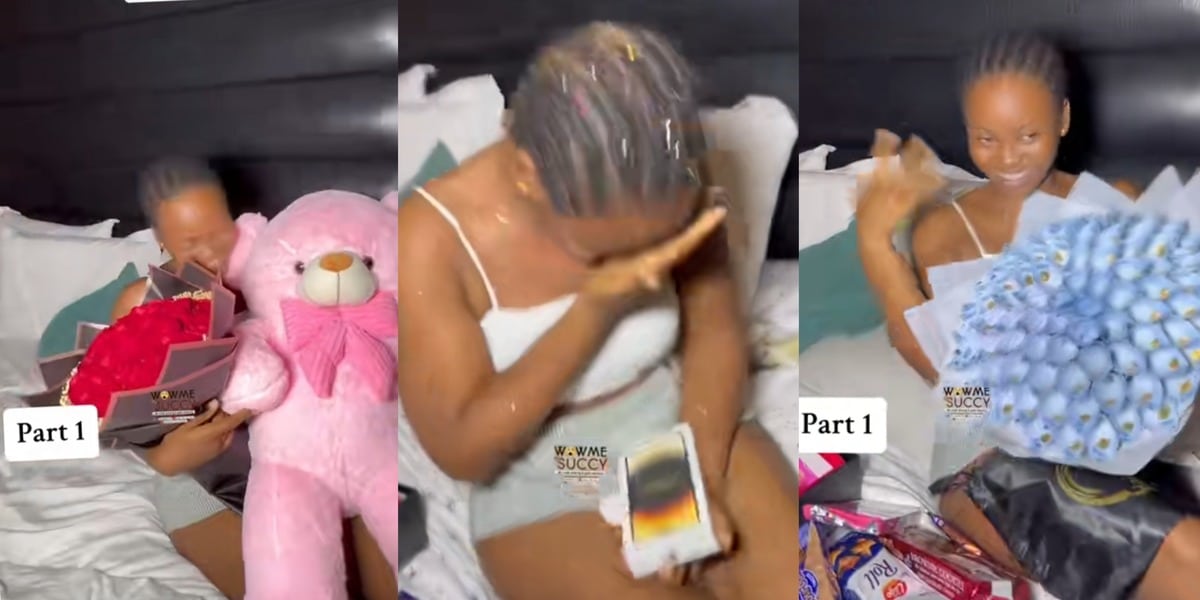 Nigerian lady gets iPhone 14 Pro Max, money bouquet, Brazilian wigs, etc., for accepting to be a man's girlfriend