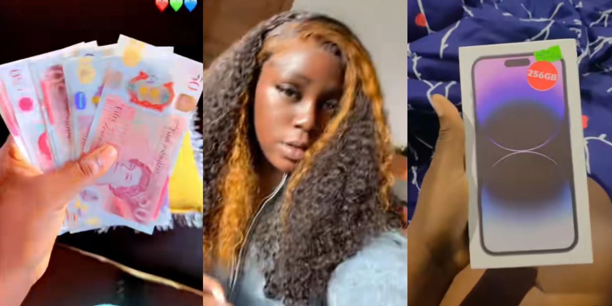 Beautiful lady gets iPhone 13 Pro Max, 1.2m gift, pound sterling, etc., from man after accepting to be his girlfriend