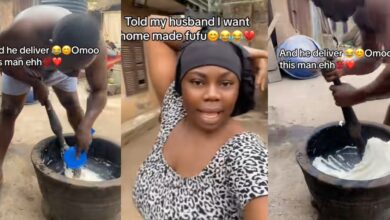 "The fufu soft die" - Nigerian wife causes controversy as she tells husband she craves handmade fufu, he pounds it
