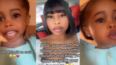 "Clothe is akwa, cup is..." - Heartwarming scene as little girl teaches visiting cousin how to speak fluent Igbo language