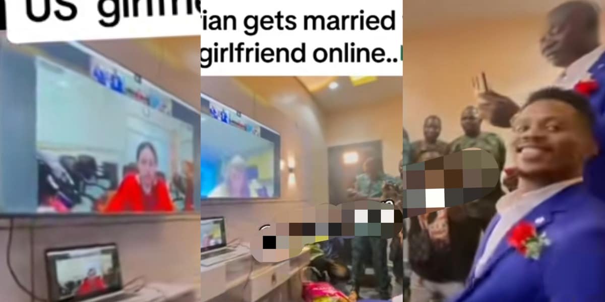 "Online babies, online food online kisses" - Nigerian man breaks boundaries, marries US girlfriend via video call