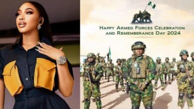 "Eye Service" – Reactions as Tonto Dikeh celebrates Nigerian Armed Forces