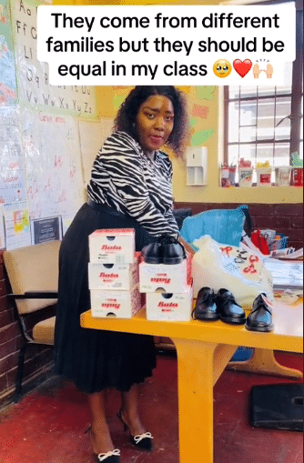 "Want everyone to be equal" - Teacher melts hearts as she buys shoes for all pupils in her class