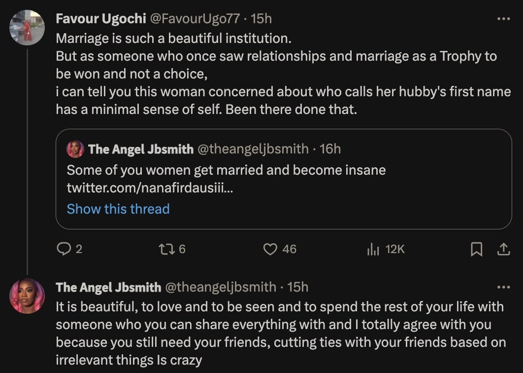 Angel Smith blasts women who are against female friends calling husband by name