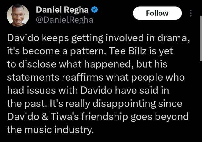 Daniel Regha Tiwa Savage Davido