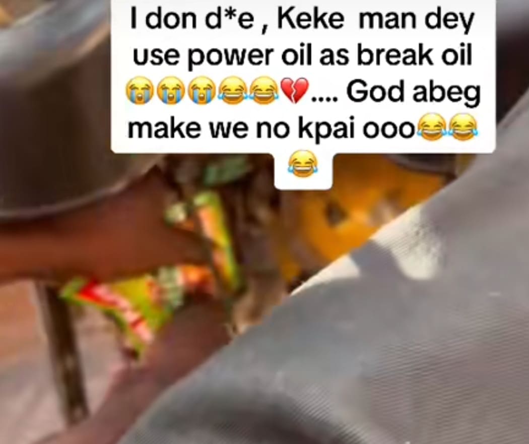 Online outcry as Keke driver applies 'power oil' on tricycle break instead of 'engine oil'