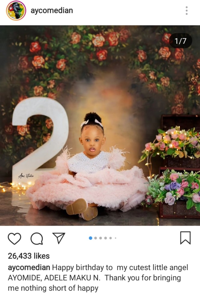 AY Makun celebrates daughter's second birthday