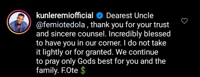 Kunle Remi appreciates Femi Otedola