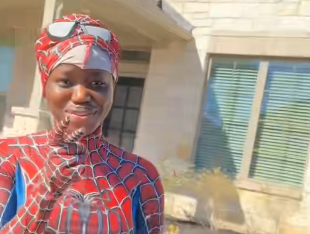 "This spider woman get nyansh" - Lady causes stir as she twerks, showcases impressive dance moves in Spider-Man suit 