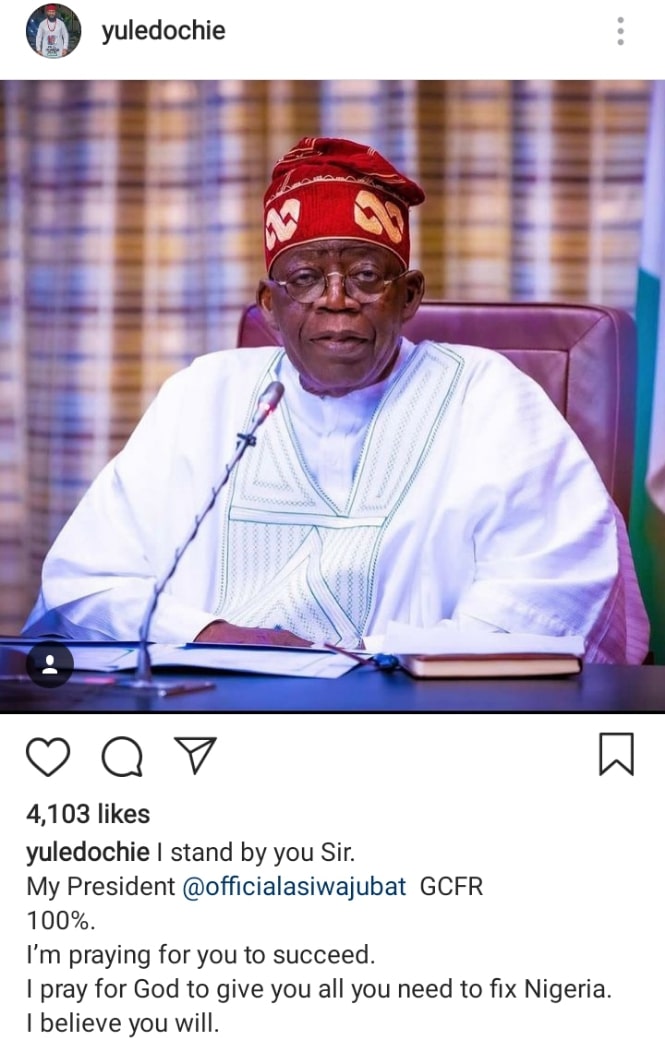 Yul Edochie reaffirms stance with President Tinubu