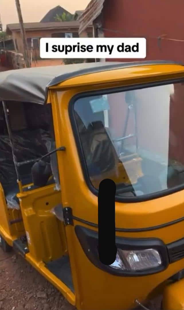 Emotional moment man surprises father with brand new keke