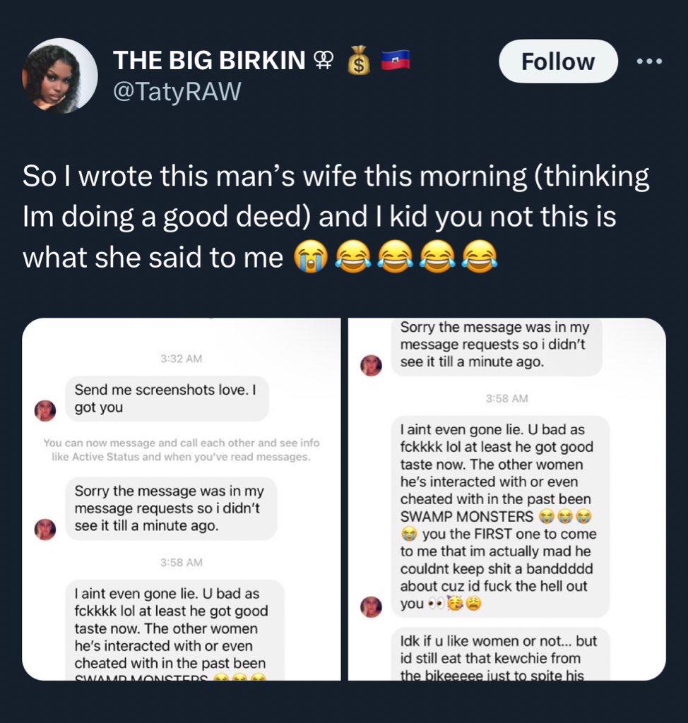 Lady reports married man making move on her to his wife, gets shocking reply