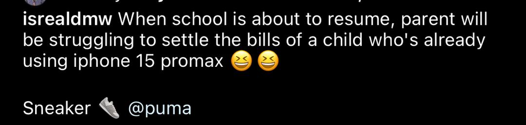 “Parents struggling to pay bills of a child who uses iPhone 15” - Isreal DMW