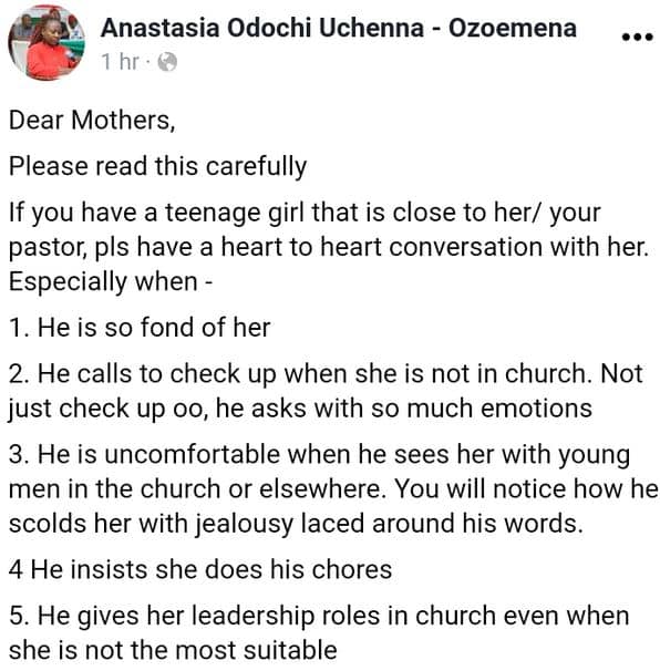 Educate daughters who have close relationships with pastors - Lady warns