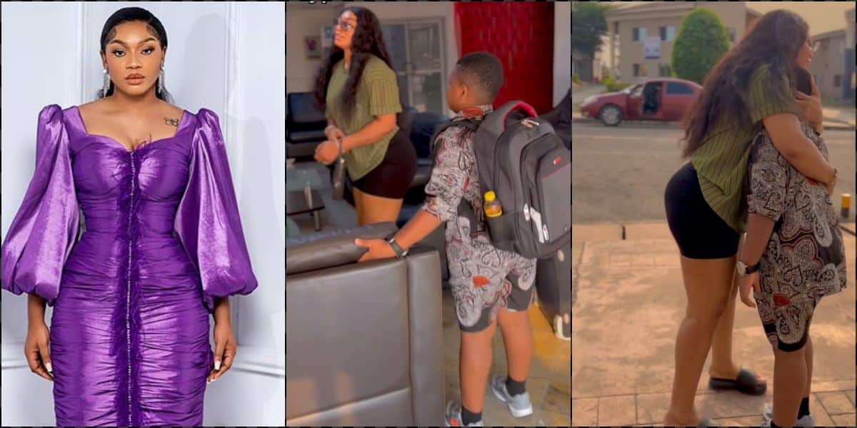 "God protect him" - Moment BBNaija's Beatrice sends son to boarding school