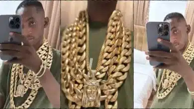 Nigerian big boy causes a buzz as he flaunts his gold chains