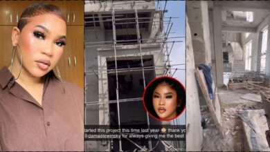 Diiadem flaunts her soon-to-be completed multimillion naira house