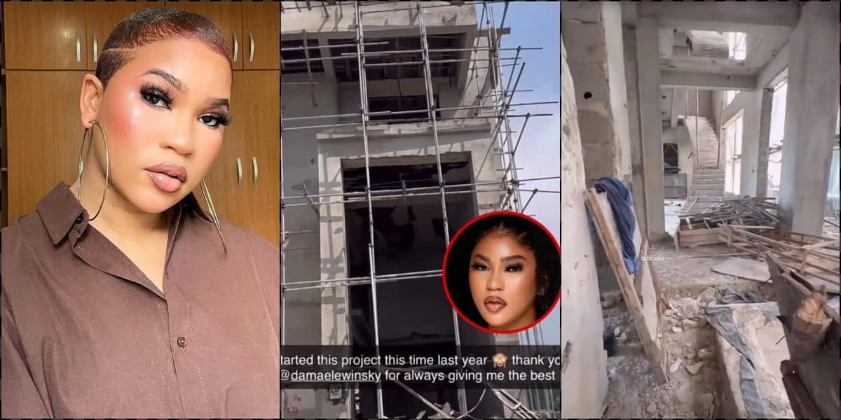 Diiadem flaunts her soon-to-be completed multimillion naira house