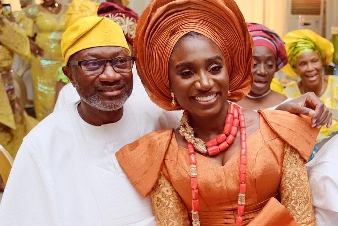 Femi Otedola and his niece, Tiwi on her wedding day