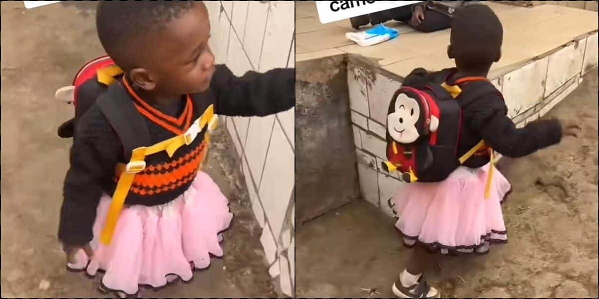 Mother shocked as son returns home in a skirt after messing up his uniform