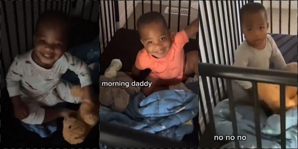 "No No No!" - Child who likes to greet dad every morning fumes as mother shows up