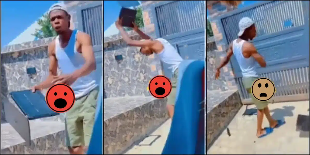 graduate destroys laptop certificate job